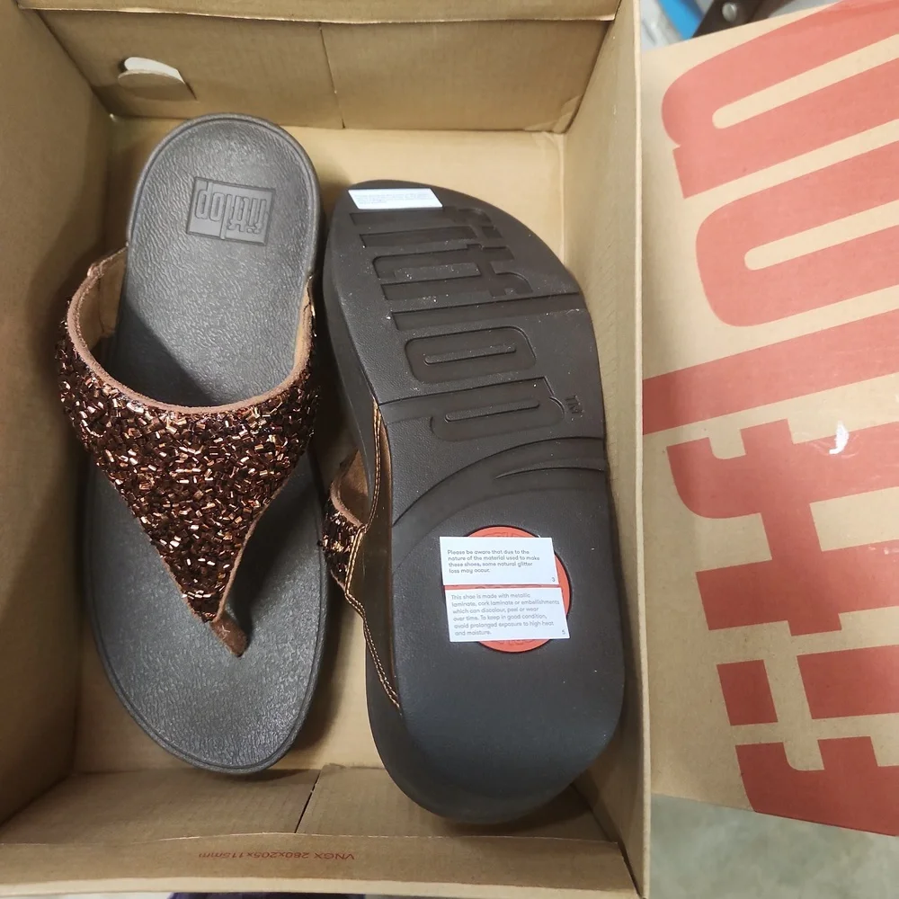 Nitb Fitflop Lulu sandle with summer 💖 sparkle brown / bronze_3